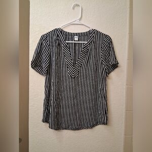 Black and White Striped Women's Top